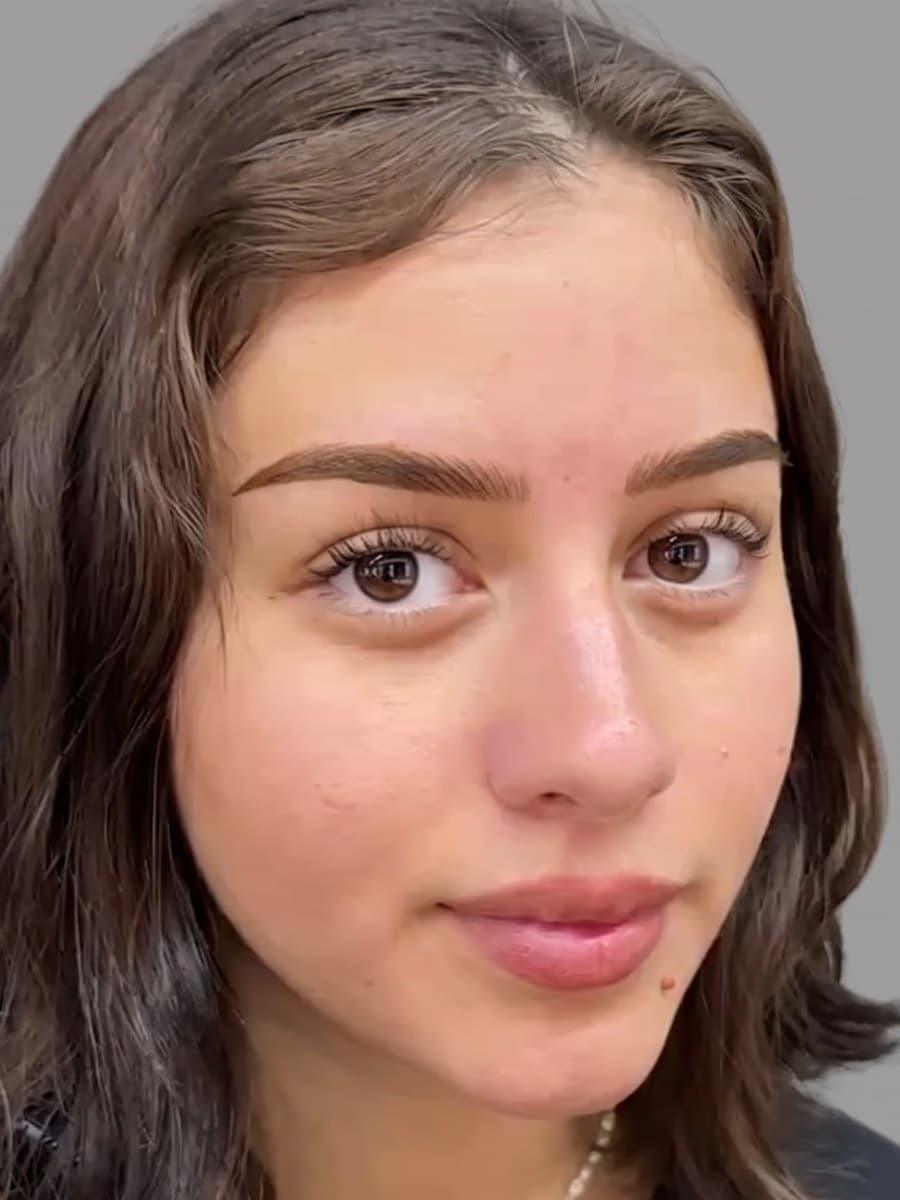 Kayla W. after her natural brow transformation at Microblading LA