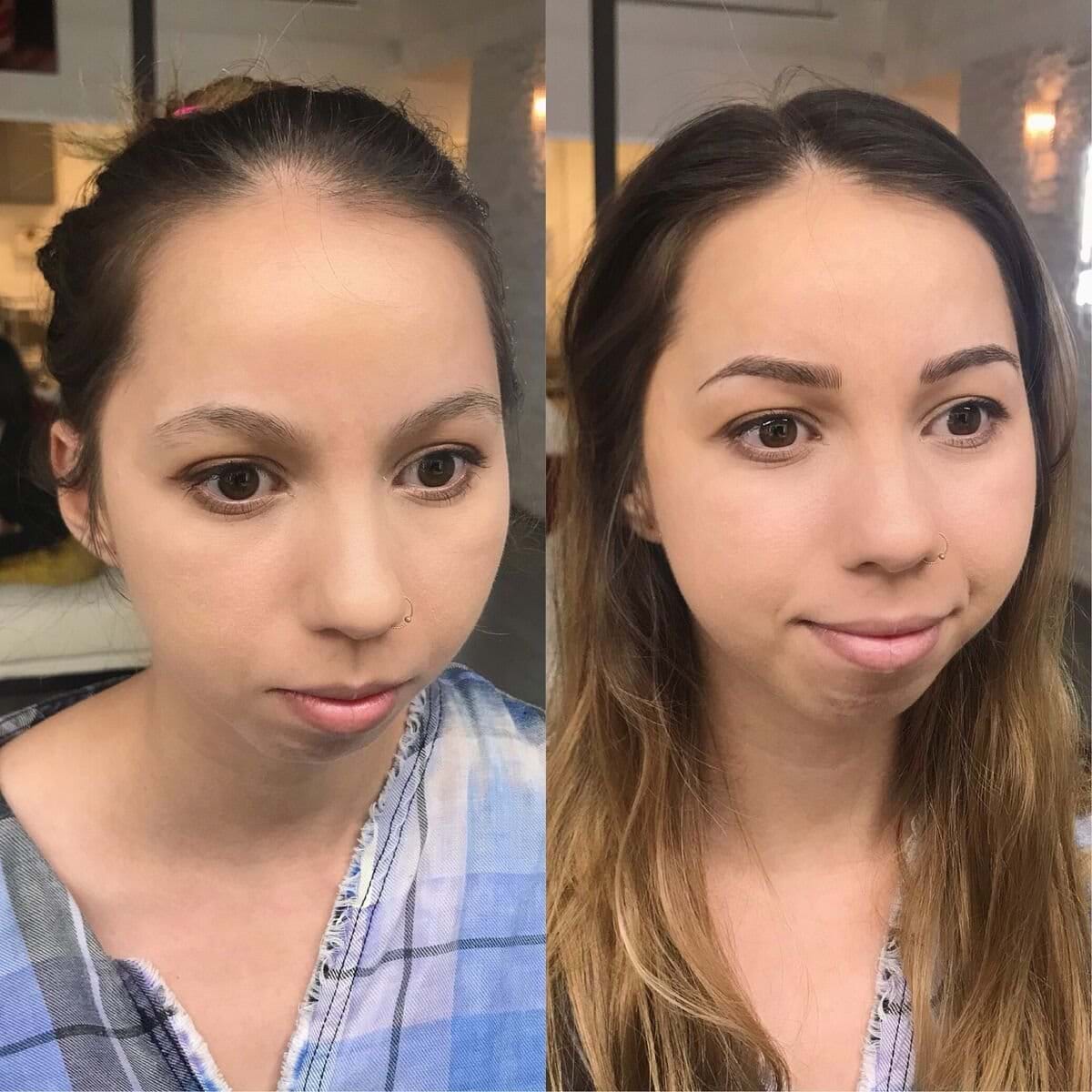 Brunette with Microblading