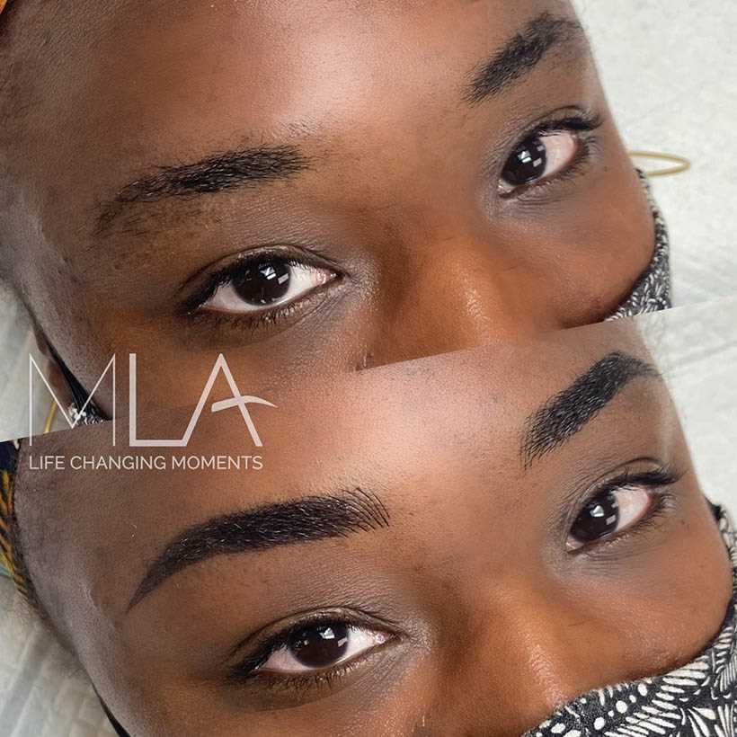 Combo Brows,Black Hair,before and after